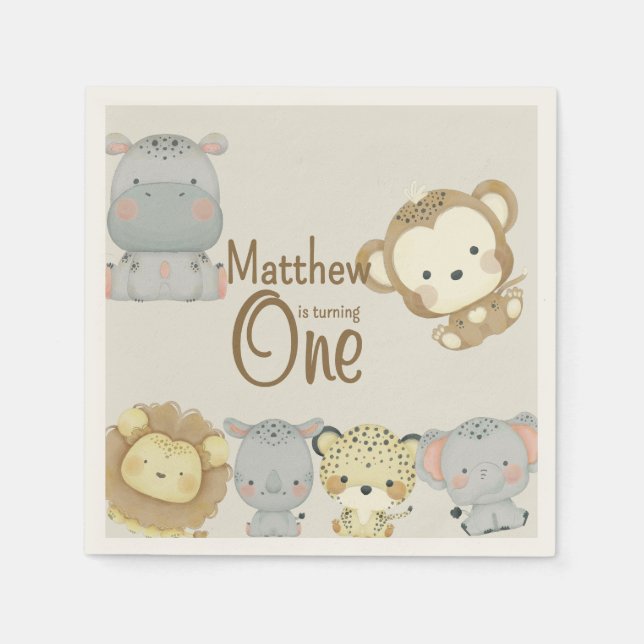 Guardanapo De Papel Boho Safari Birthday Napkins (Frente)