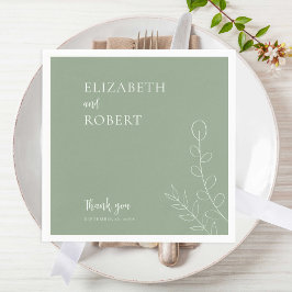 Guardanapo De Papel Boho Sage Green Wedding Elegante Minimal Simples