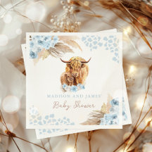 Boho Santa Vaca Azul Pampas Chá de fraldas