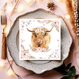 Guardanapo De Papel Boho Santa Vaca Highland Pampas 1rua Primeiro Aniv