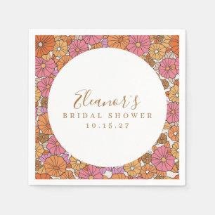 Guardanapo De Papel Boho Script Ocre Rosa Floral Chuveiro de Noiva Per