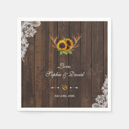 Guardanapo De Papel Boho Sunflower Antlers Wood Lace Casamento