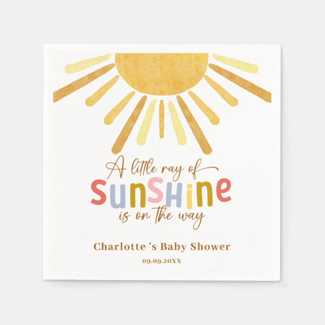 Guardanapo De Papel Boho Sunshine Chá de fraldas Amarelo (Frente)