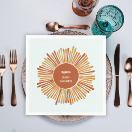 Guardanapo De Papel Boho Sunshine - Chá de fraldas Laranja Amarelo