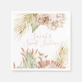 Guardanapo De Papel Boho Sweet 16 Flores Secas de Aniversário