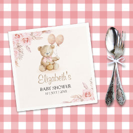 Guardanapo De Papel Boho Teddy Bear Baby Shower Girl