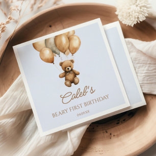 Guardanapo De Papel Boho Teddy Bear First Festa de aniversário