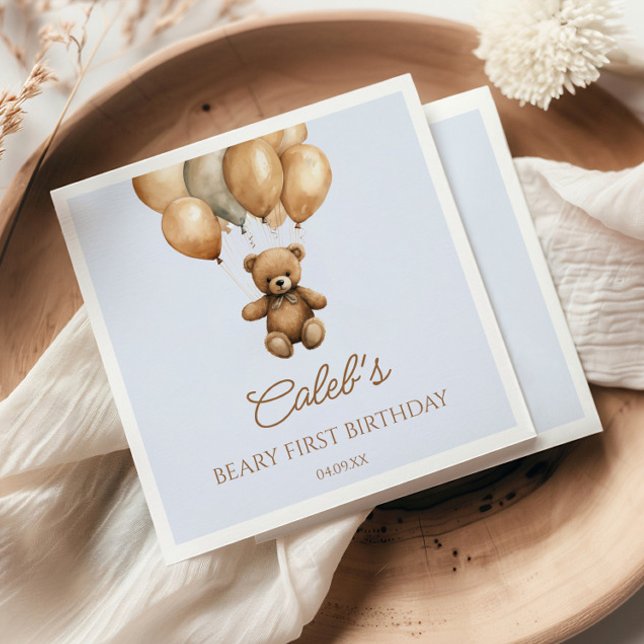 Guardanapo De Papel Boho Teddy Bear First Festa de aniversário (Criador carregado)