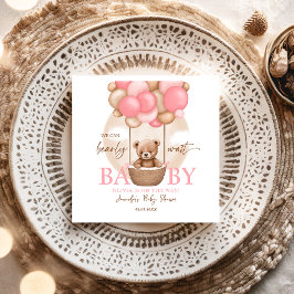 Guardanapo De Papel Boho Teddy Bear Girl Rosa BearChá de fraldas de Es