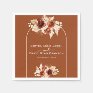 Guardanapo De Papel Boho Terracotta Arch Pampas Grass Casamento Floral