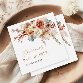 Guardanapo De Papel Boho Terracotta Flowers Chá de fraldas