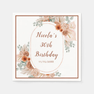 Guardanapo De Papel Boho Terracotta Pampas Grass Birthday
