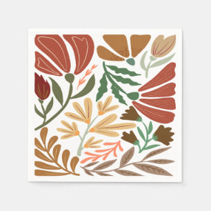 Guardanapo De Papel Boho Terracotta Retro Abstrato Floral Casamento
