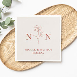 Guardanapo De Papel Boho Terracotta Rust Personalizado | Monogramas Ná