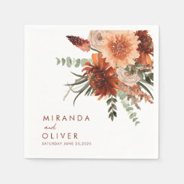 Guardanapo De Papel Boho Terracotta Rust Watercolor Casamento Floral