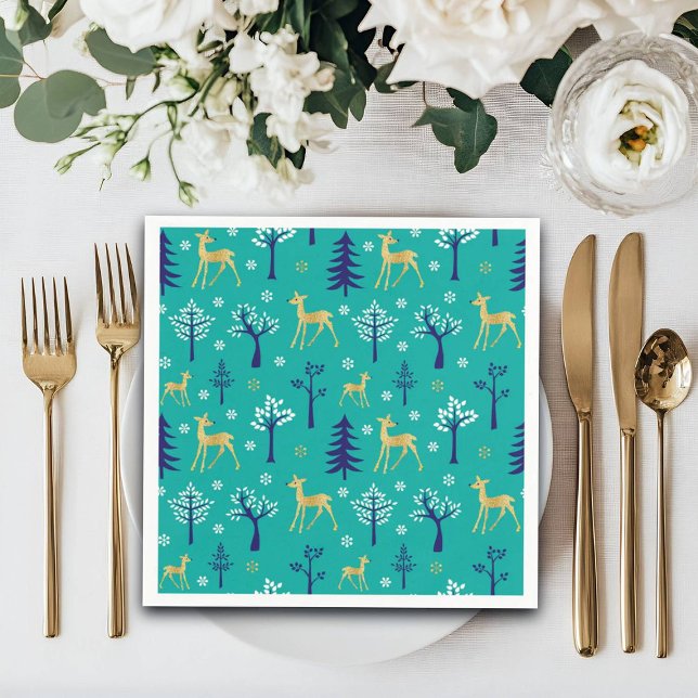 Guardanapo De Papel Boho Trees Dourados Deers Moderno (Criador carregado)