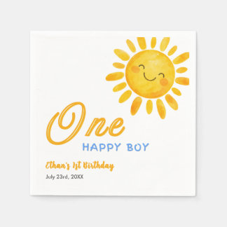 Guardanapo De Papel Boho Um Menino Feliz Fofo Sunshine 1º Aniversário 