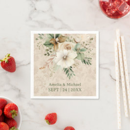Guardanapo De Papel Boho Vintage Casamento Botânico Floral