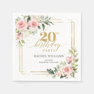 Guardanapo De Papel Boho watercolor blush floral eucalipto 20 b dia