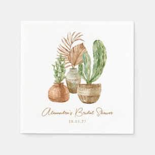 Guardanapo De Papel Boho Watercolor Cactus Pampas Plant Chá de panela