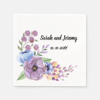 Guardanapo De Papel Boho Watercolor Floral Lilac & Teal Personalize