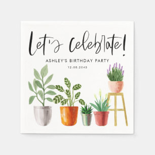 Guardanapo De Papel Boho Watercolor Plantas Familiares Potentes Aniver