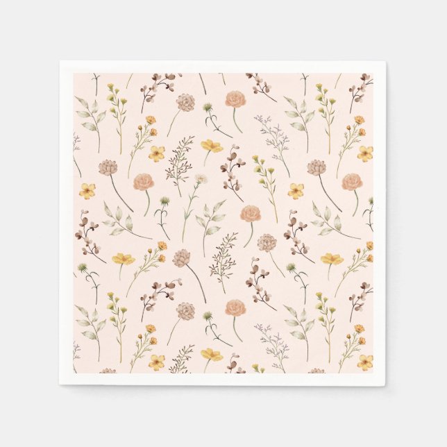 Guardanapo De Papel Boho Watercolor Wildflower (Frente)