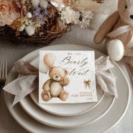 Guardanapo De Papel Boho We Can Bearly Wait Teddy Bear Baby Shower