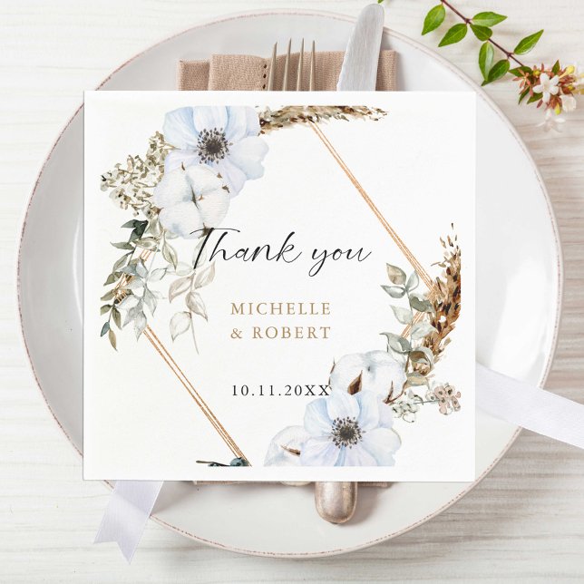 Guardanapo De Papel Boho Wedding Frame Floral Casamento outono Elegant (Criador carregado)