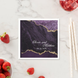 Guardanapo De Papel Boho Weding Agate Roxo e Dourado