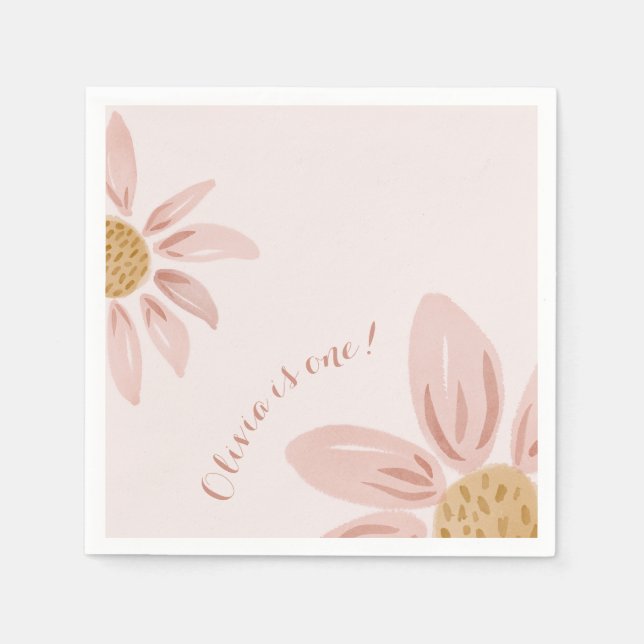 Guardanapo De Papel Boho Wild Daisy, Partido primeiro aniversario Pers (Frente)