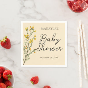Guardanapo De Papel Boho Wildflower Chá de fraldas amarelo