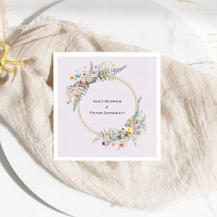 Guardanapo De Papel Boho Wildflower Fern Casamento de Lavanda