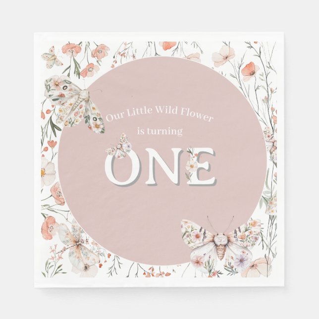 Guardanapo De Papel Boho Wildflower Floral Baby Birthday (Frente)