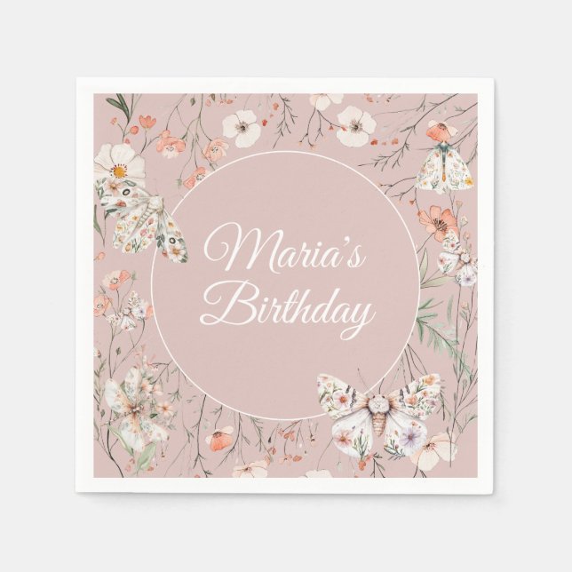 Guardanapo De Papel Boho Wildflower Floral Baby Birthday (Frente)