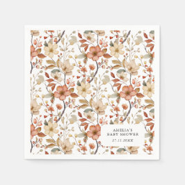 Guardanapo De Papel Boho Wildflower Floral White Chá de fraldas