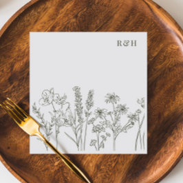 Guardanapo De Papel Boho Wildflower Olive Weding Elegante