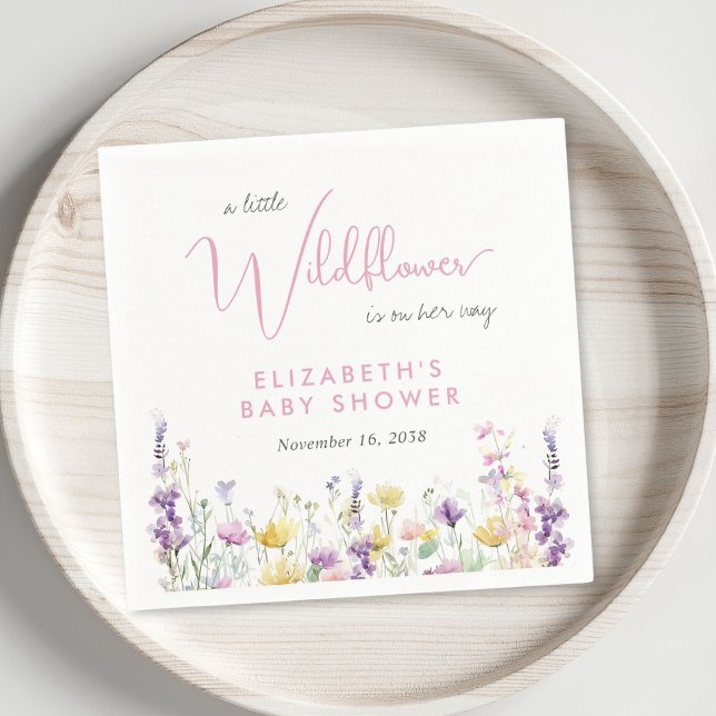 Guardanapo De Papel Boho Wildflower Watercolor Baby Shower (Boho Wildflower Watercolor Baby Shower Napkins)