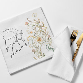 Guardanapo De Papel Boho Wildflower Watercolor Chá de panela mínimo