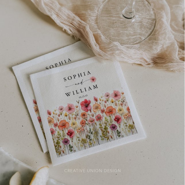 Guardanapo De Papel Boho Wildflower Weding Decor (Wildflower Wedding Napkins)