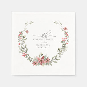 Guardanapo De Papel Boho Winter Greenery Red Floral 60º Aniversário