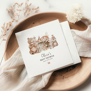 Guardanapo De Papel Boho Woodland Animal Gênero Chá de fraldas neutro
