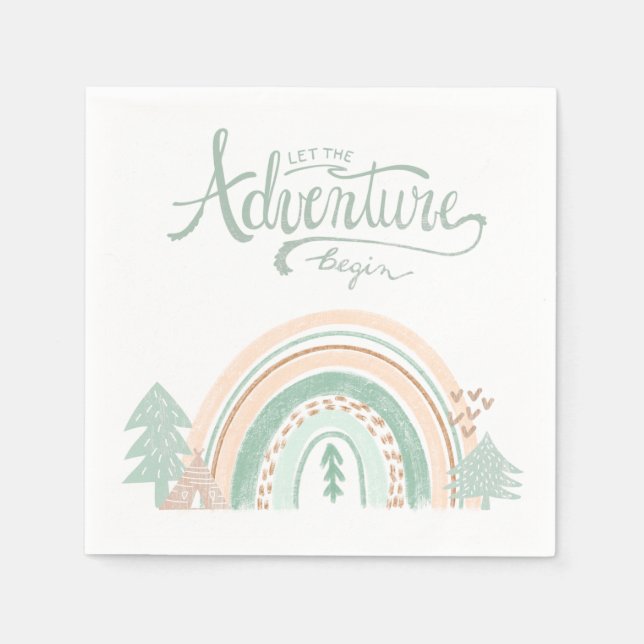 Guardanapo De Papel Boho Woodland Rainbow Adventure (Frente)