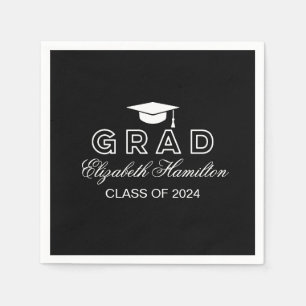 Guardanapo De Papel Boina de Graduação Preto e Branco Festa de Graduad