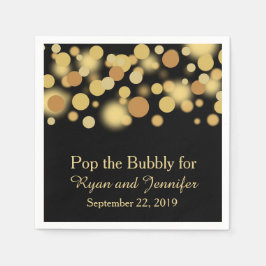 Guardanapo De Papel Bokeh Dourado Negro Personalizado Casamento Napkin