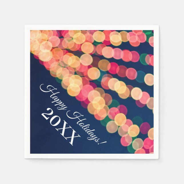 Guardanapo De Papel Bokeh Tree Lights, Natal (Frente)