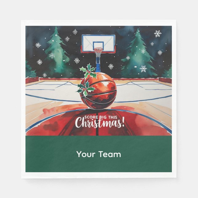 Guardanapo De Papel Bola de basquete Natal com tema Name (Frente)