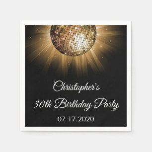 Guardanapo De Papel Bola de Disco Dourada Sparkle do aniversário de 30