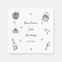 Guardanapo De Papel bola de discoteca desenhada à mão Favor de festa d