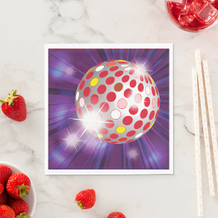 Guardanapo De Papel Bola de Discoteca Retro Anos 70 Vibrante Vermelho